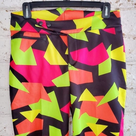 Shinesty Romania Women's Ski Pants 80s 90s Geometric Print Snow Winter Sz Small - Picture 4 of 15